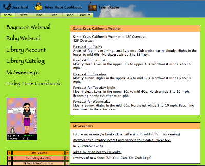 Screenshot of old Jessibird site